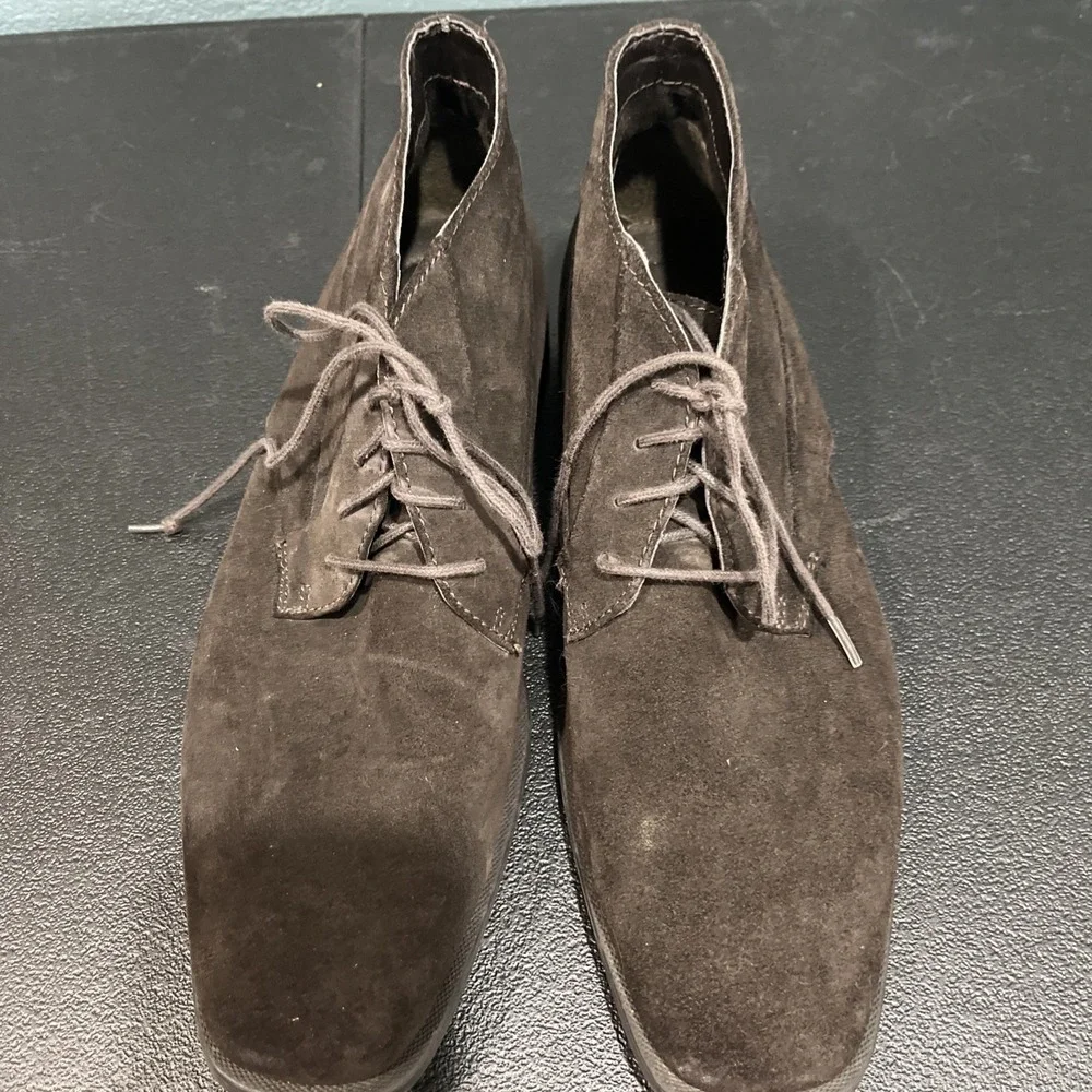 Calvin Klein Chukka Mens 9.5 Brown Ellias‎ Suede Lace Up Square Toe Ankle Boots